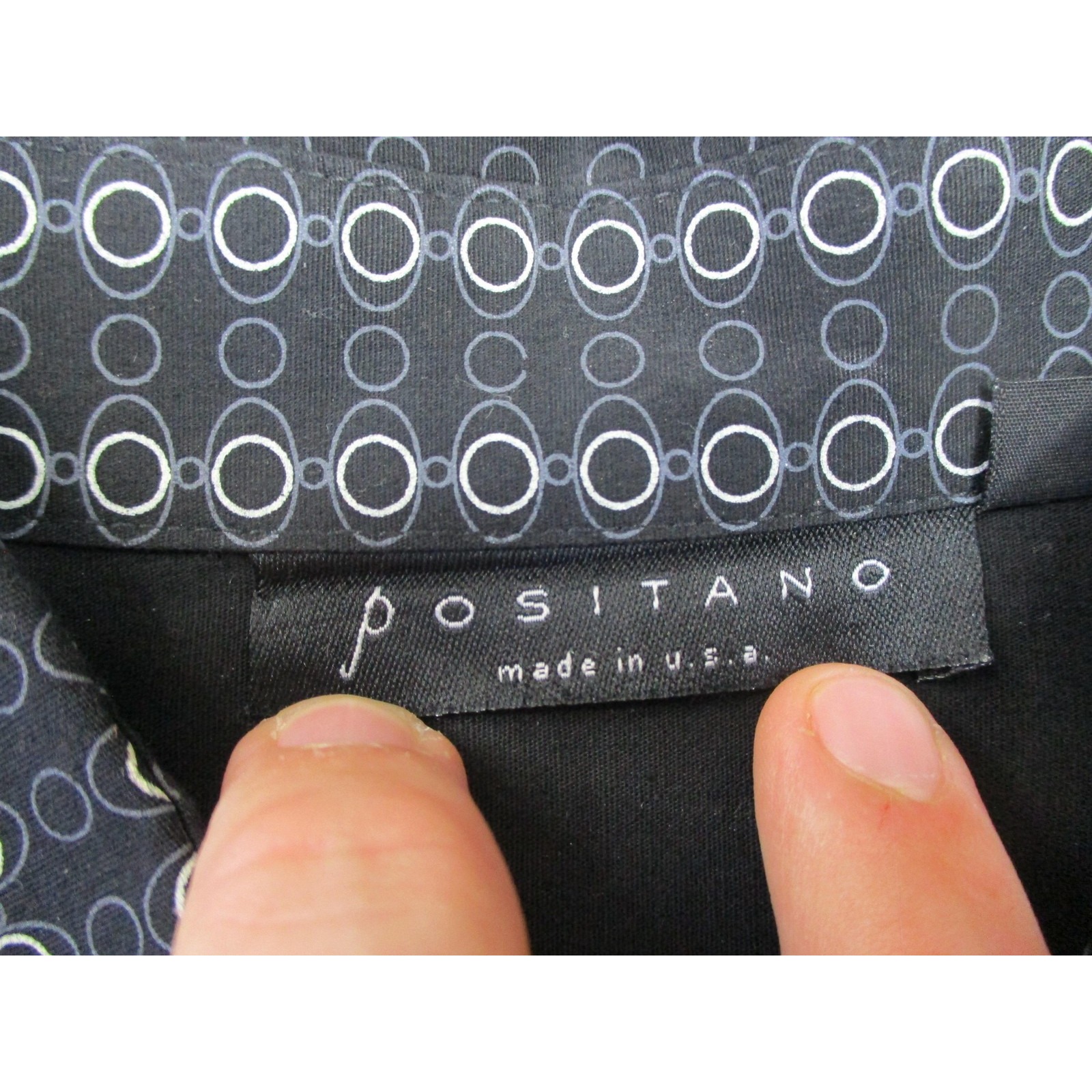 Positano Shirt Mens Xl Geometric Button Up Long Sleeve Made Usa Spandex Blend — image 4 of 8